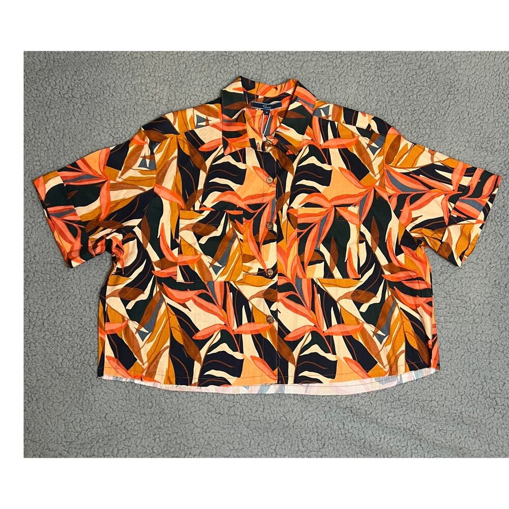 Shore Tropical Print Cropped Shirt Medium (B120315)